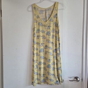 LITTLE SLEEPIES Yellow Elephant Snuggles Womens Nightgown Medium